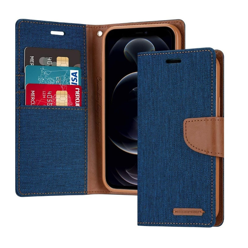 iPhone 12 Mini 5.4" Canvas Wallet Flip Cover Case