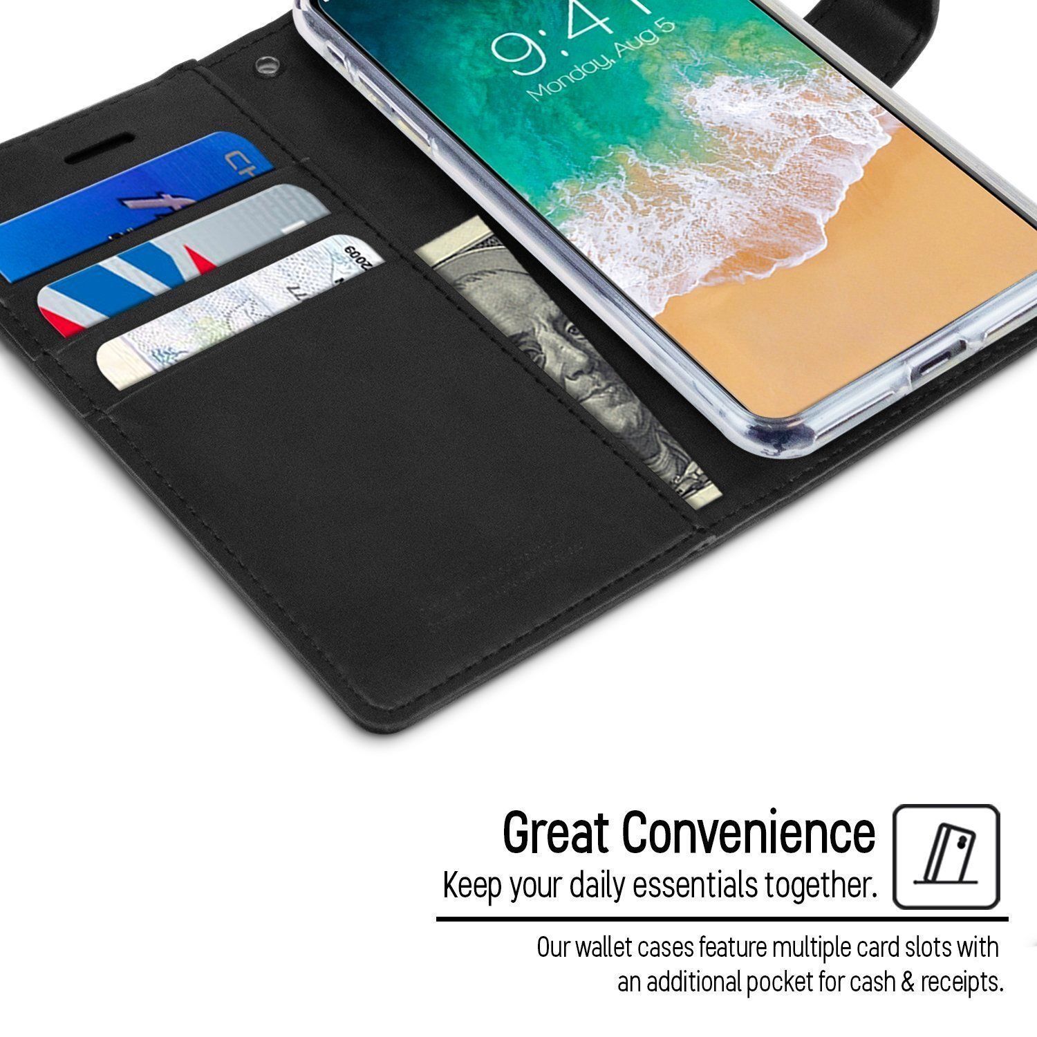 Samsung Galaxy S8 Plus Stand Flip wallet Case-Black