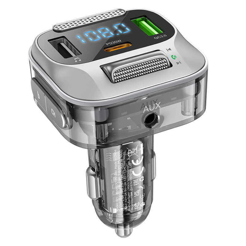 Car FM Transmitter Charger Handfree PD30W Fast Charge with Aux