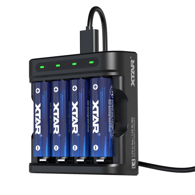 1.5V AA Lithium 4150mWh Rechargeable Battery 4-Pack with Low-Voltage Indicator