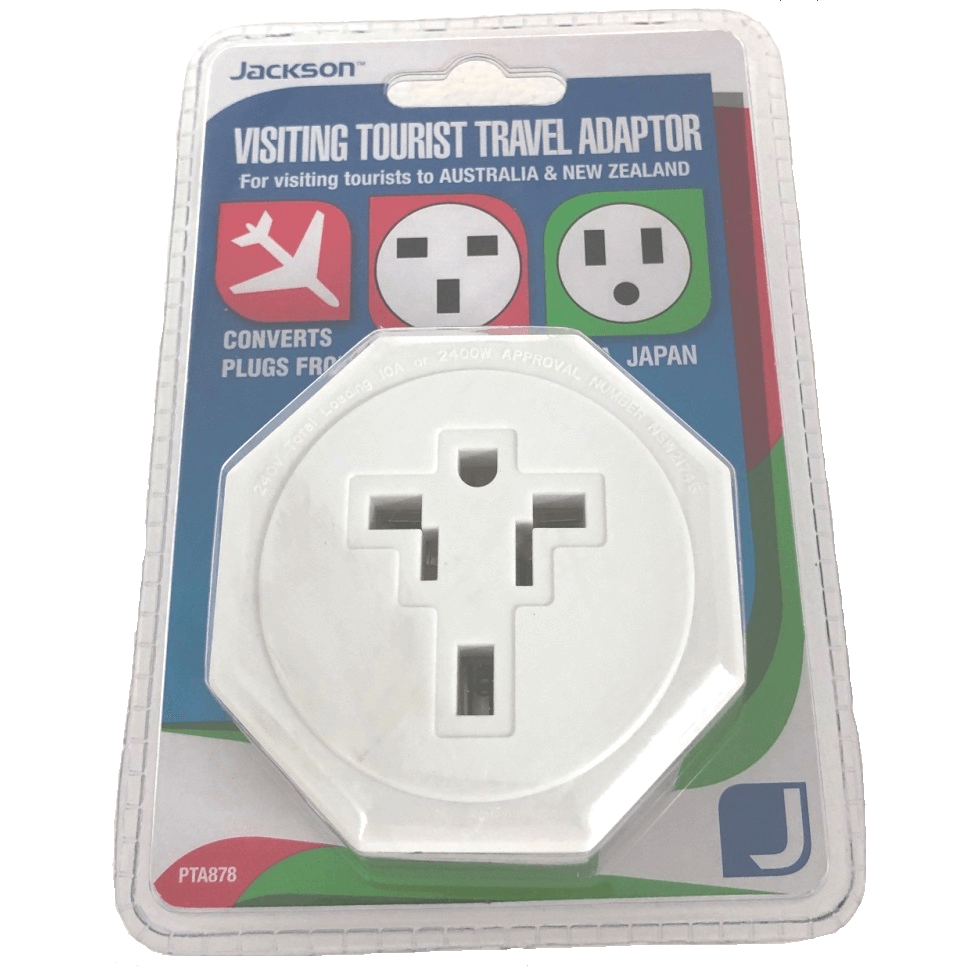 Universal Travel Adaptor converts USA UK Japanese Plugs to NZ & AU