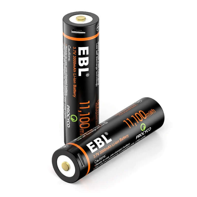 2 Packs 18650 3.7V Li-ion Lithium Rechargeable Batteries 3000mAh For Flashlight Headlamp