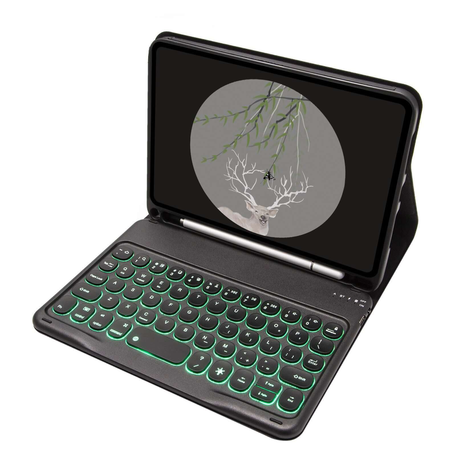 iPad Mini 1 / 2 / 3/ 4 / 5 Removable Backlit Bluetooth Keyboard with Pen Slot Stand Cover