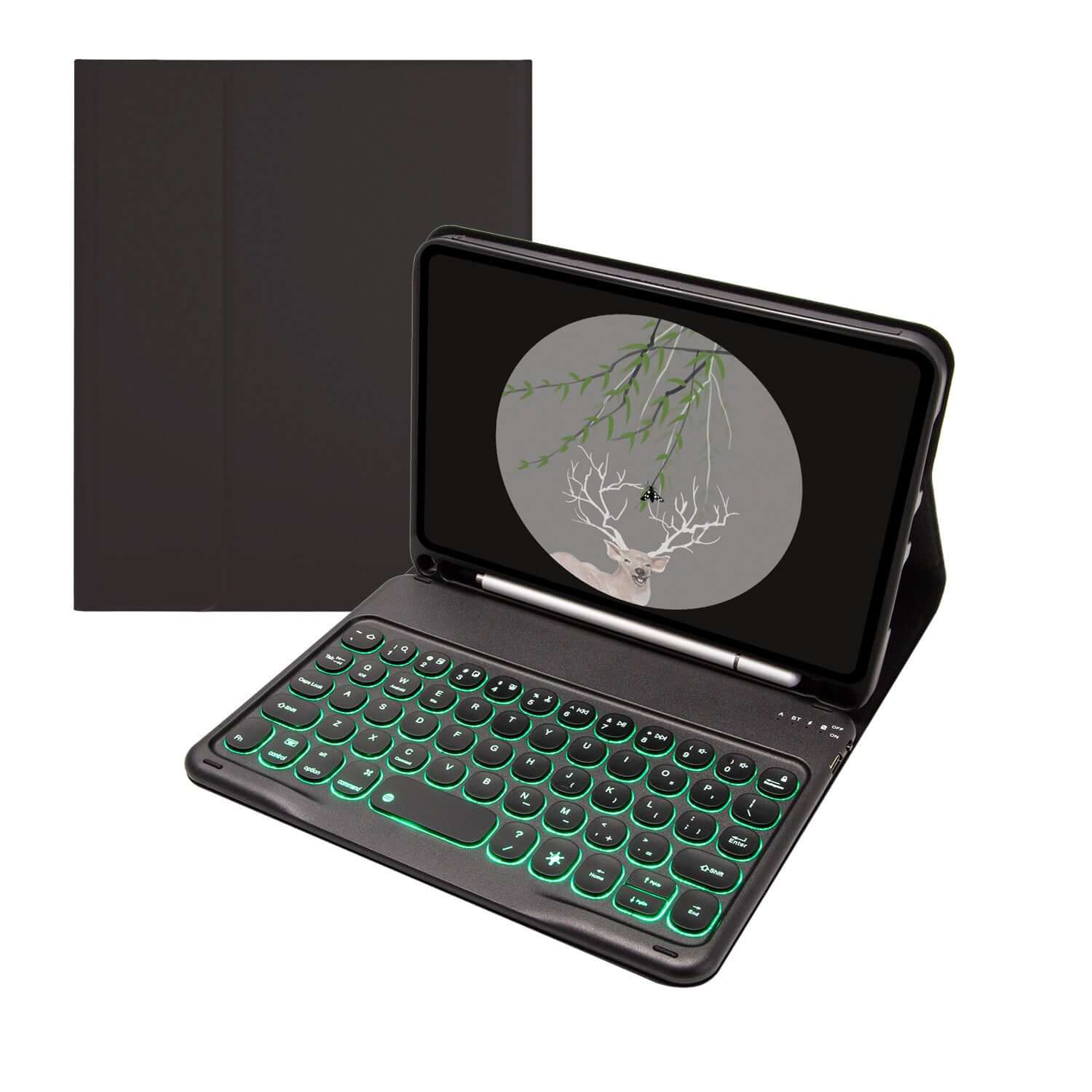 iPad Mini 1 / 2 / 3/ 4 / 5 Removable Backlit Bluetooth Keyboard with Pen Slot Stand Cover