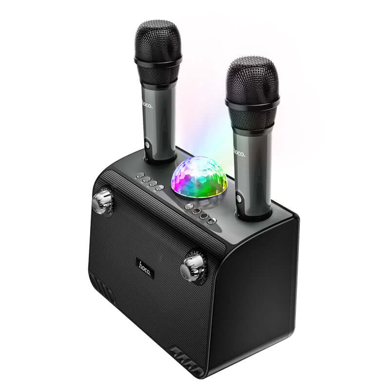 Karaoke Wireless Bluetooth Speaker with 2 Wireless Microphone Support TF USB AUX Playback