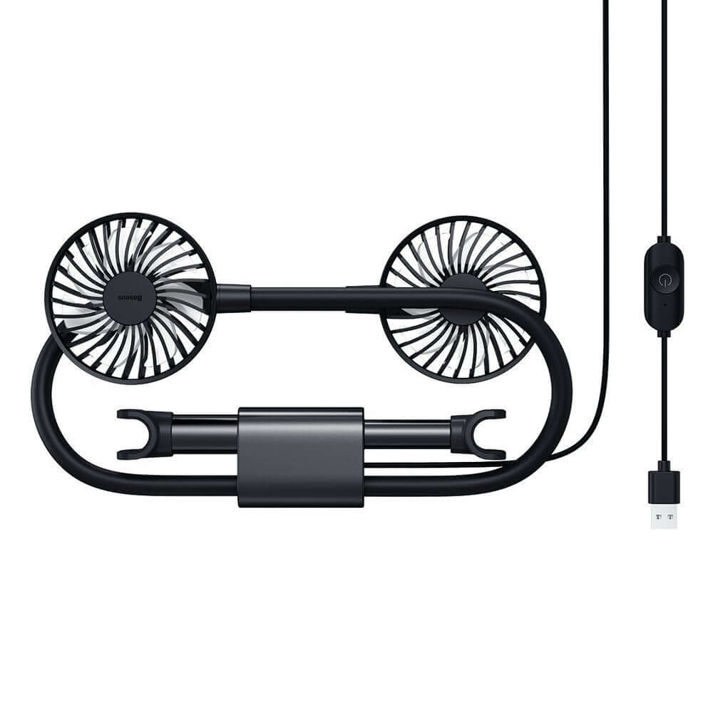 Car Cooling Fan Double Headed 360 Degree Adjustable For Front and Back Seat