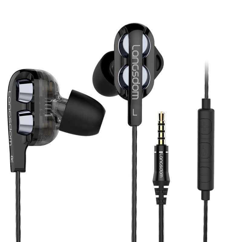Dual Driver Earphone in-ear with Microphone HiFi Music Sport Earphones
