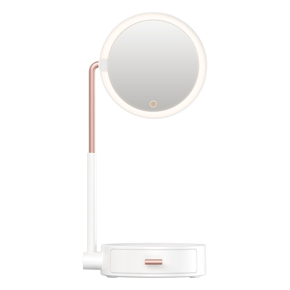 Smart Touch Beauty Lighted LED Makeup Mirror with Storage Box Height Adjustable