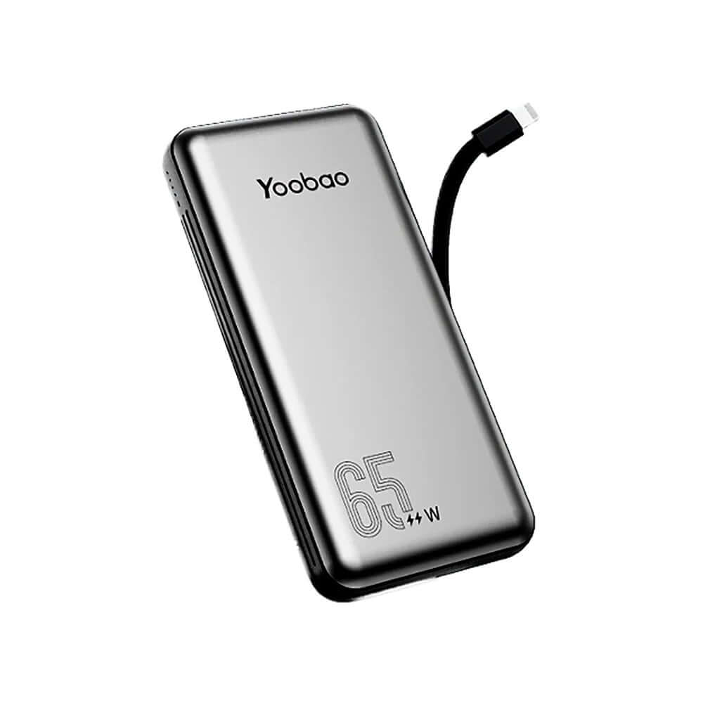 65W 20000mAh Portable Fast Charge Power Bank Built-in iPhone and Type-C Cable