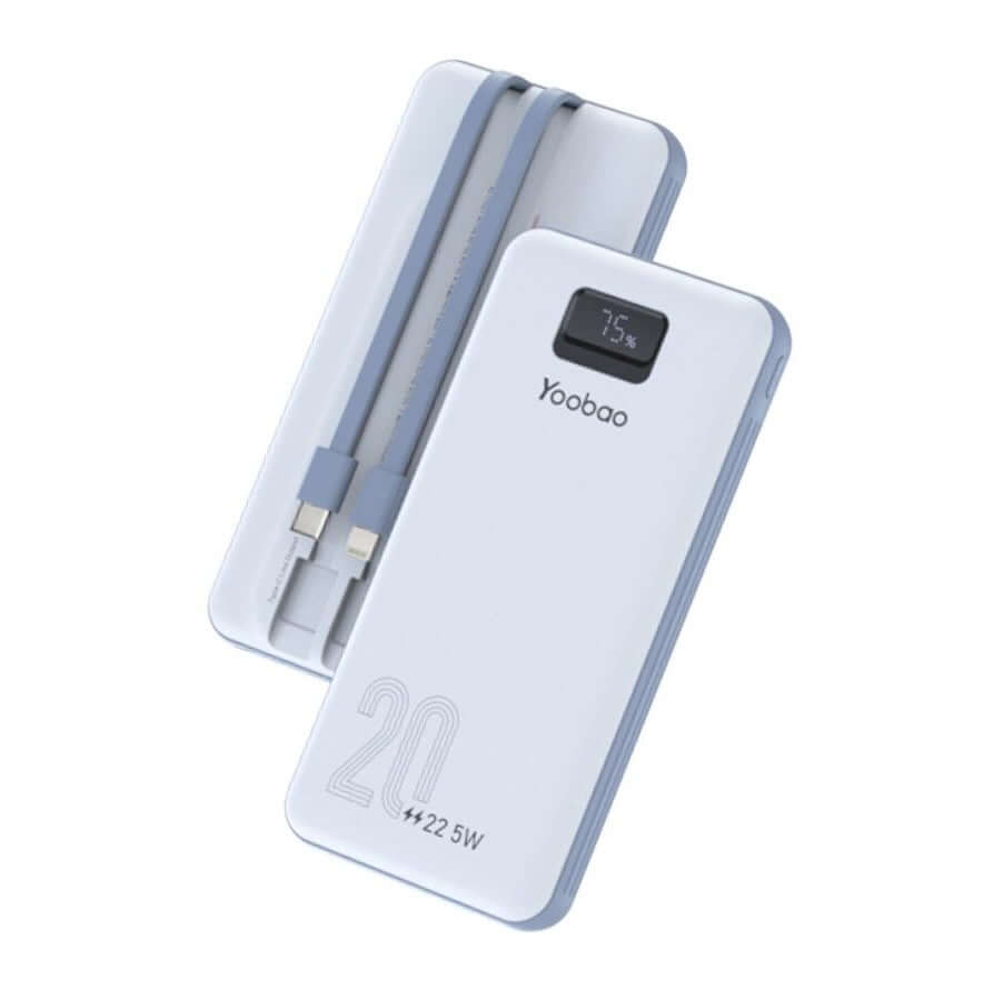 20000mAh Fast Charge 22.5W Portable Power Bank Build-in Dual Cable