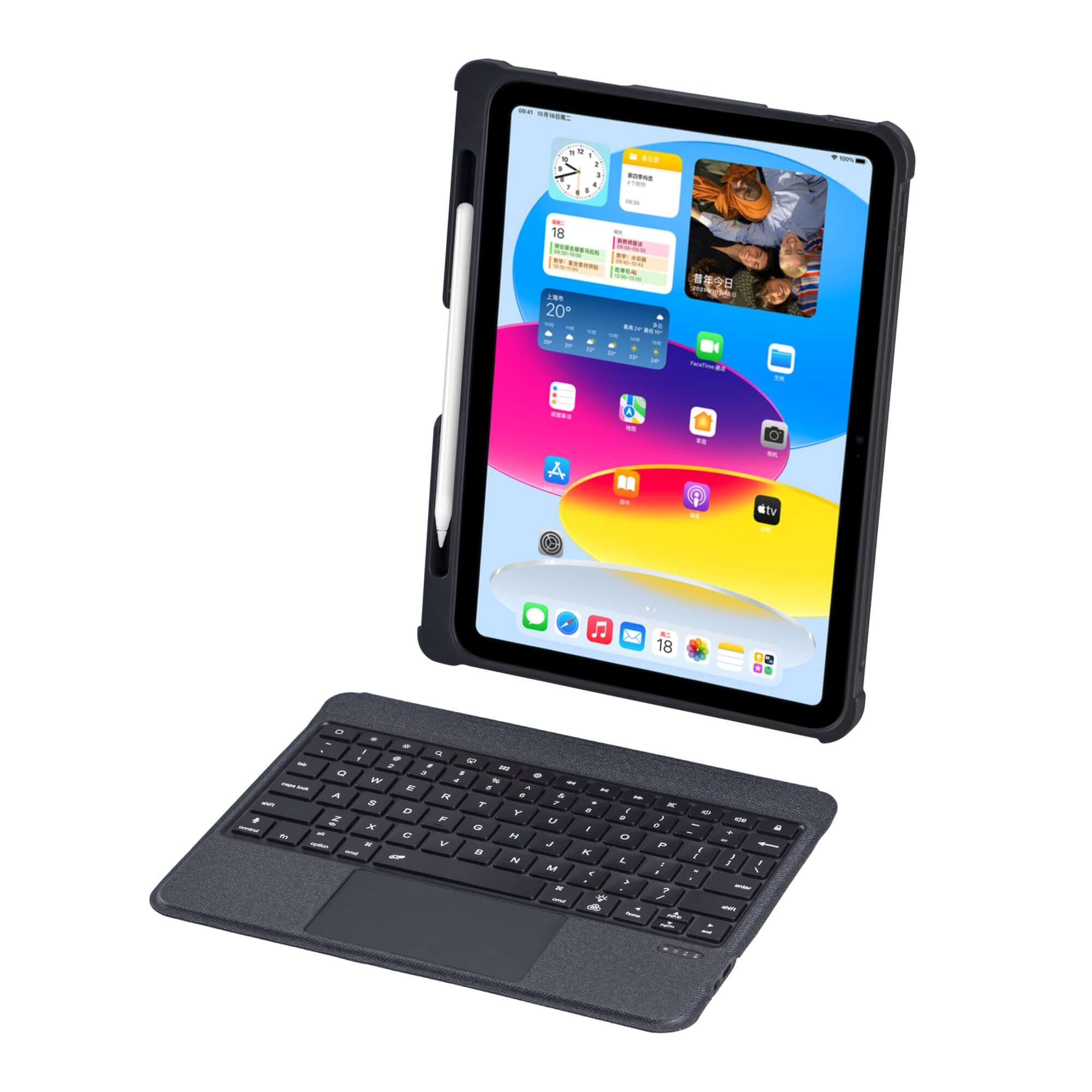 iPad 10th 10.9" 2022 Backlit Bluetooth keyboard with Trackpad Detachable stand case