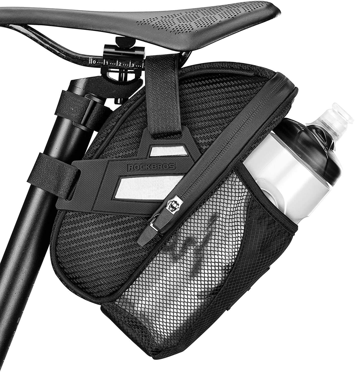 Bicycle Saddle Bag Bike Cycling Tail Rear Storage Bag with Water Bottle Pocket
