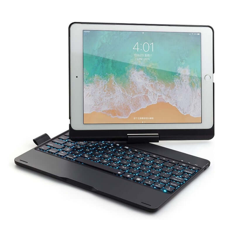 iPad 6th 5th Pro 9.7" Air 1 / 2 Bluetooth Keyboard 360° Rotatable with Backlit