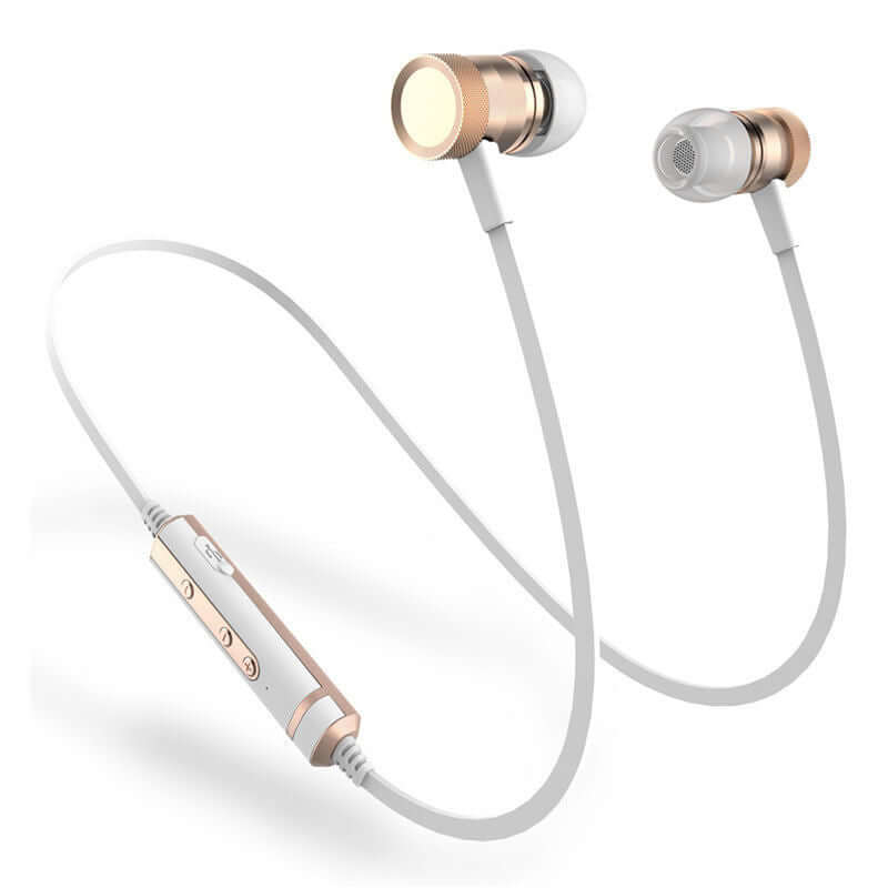 Wireless Bluetooth in Ear Headphones Sport Earphone Magnetic Bass With Mic White
