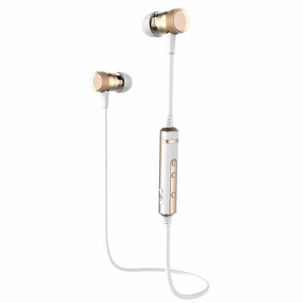 Wireless Bluetooth in Ear Headphones Sport Earphone Magnetic Bass With Mic White