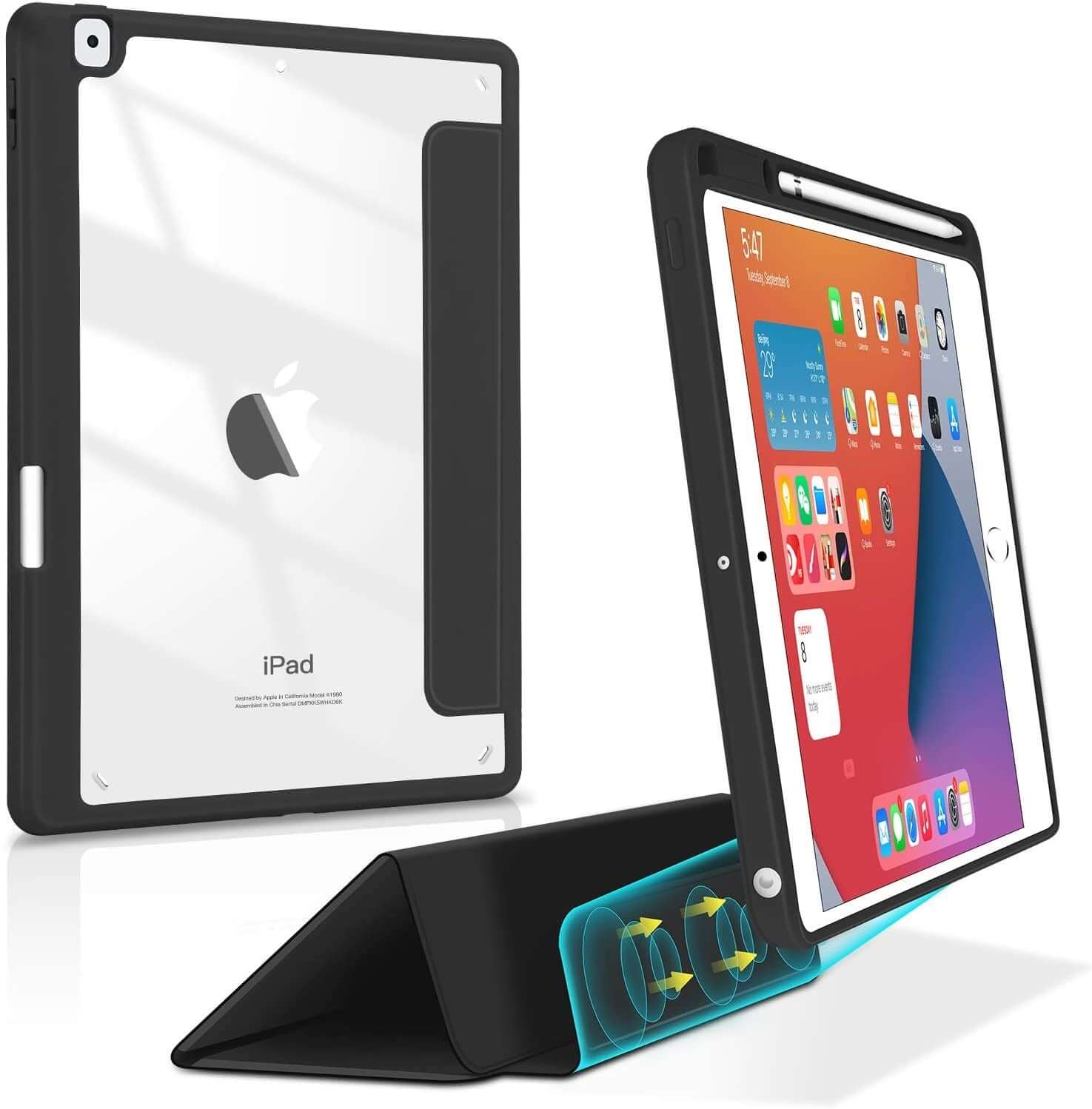 iPad 10.2 7th 8th 9th Gen Magnetic Detachable Case built in Pencil Holder