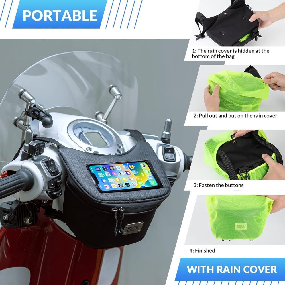 Motorcycle Motorbike Handlebar Storage Bag Phone Mount