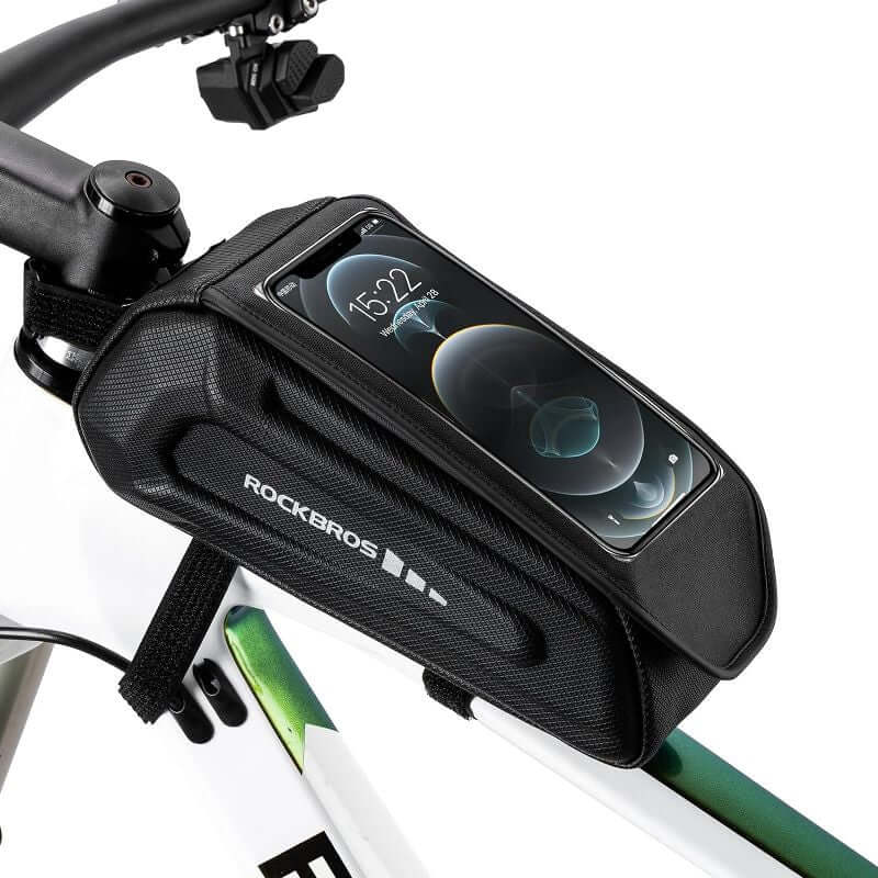 Bike Bicycle Top Tube Front Frame Bag Phone Mount Holder Waterproof 1.7L