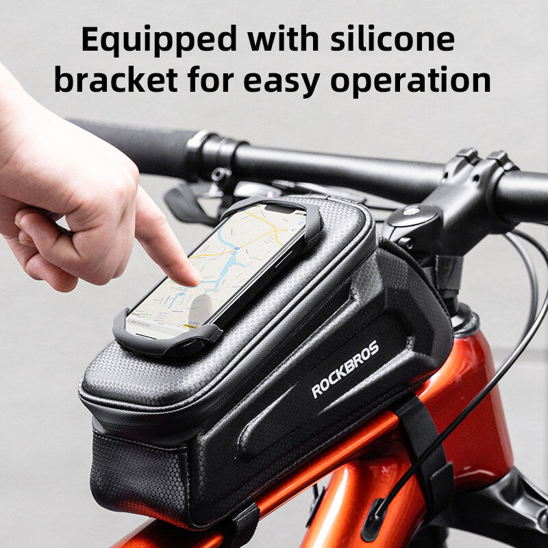 Bike Top Tube Bicycle Front Frame Bag with 360 Rotatable Phone Holder