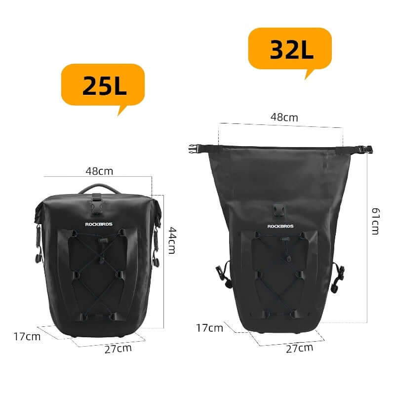 Waterproof Bike Rear Rack Carrier Trunk Travel Pannier Bag 25L