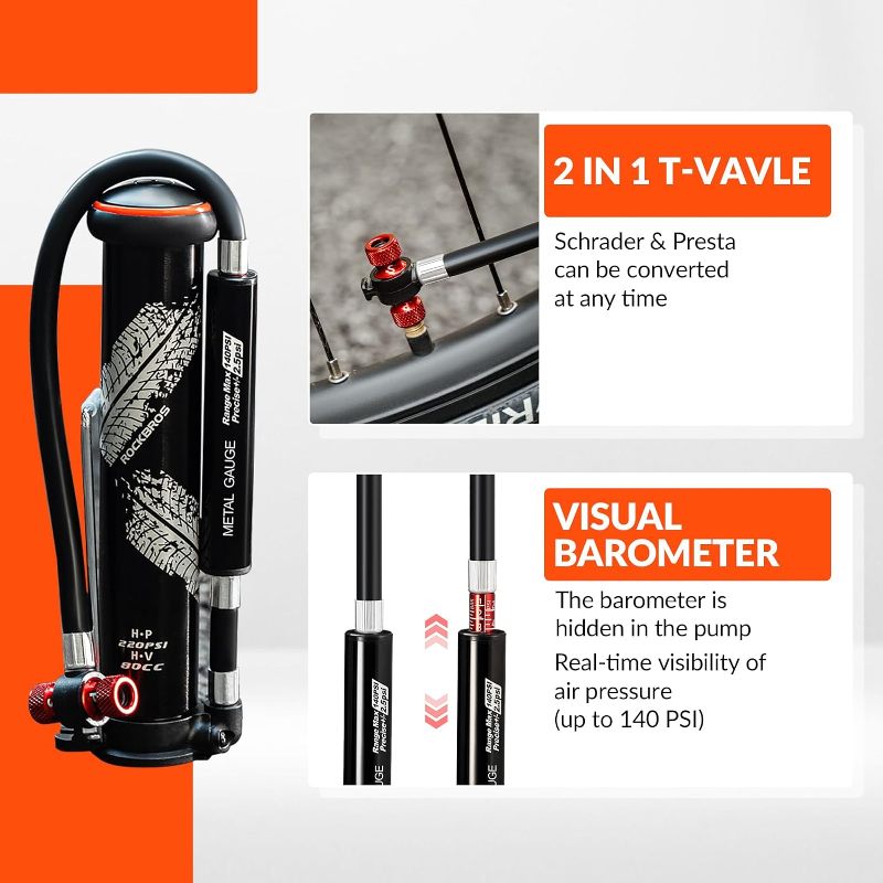 Bicycle Mini Hand Pump Air Inflator Hight Pressure Portable AV/FV