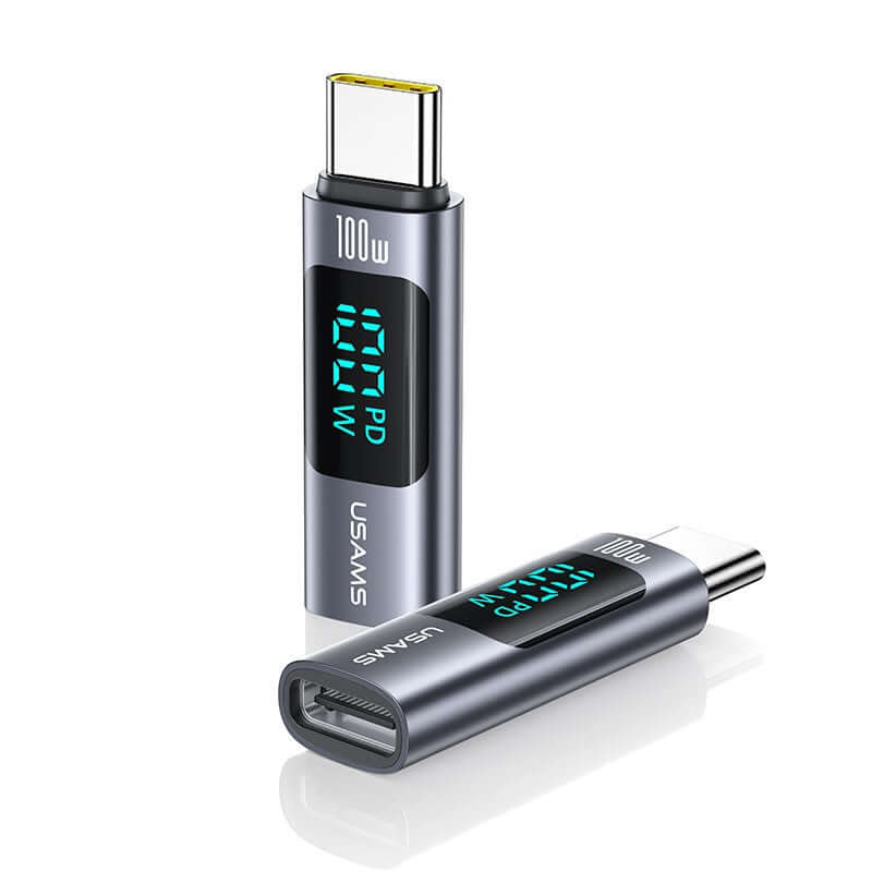 USB-C Female to USB-C Male 100W Max Converter Adapter with Digital Display
