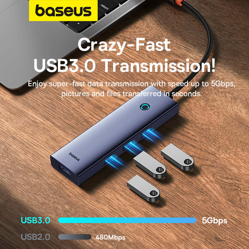 Baseus Type-C to USB 3.0 x 4+PD 100W 5-Port HUB Adapter
