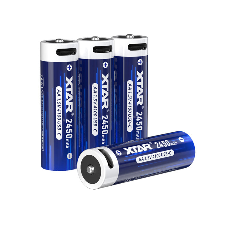 1.5V AA 2450mAh USB-C Li-ion Rechargeable Battery 4 Pcs