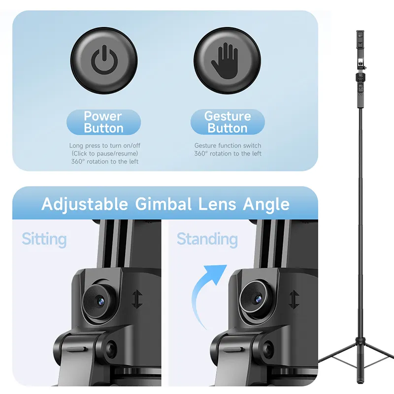 Smart Selfie Stick 360 Rotate Auto Face Tracking with tripod Max 1.6m