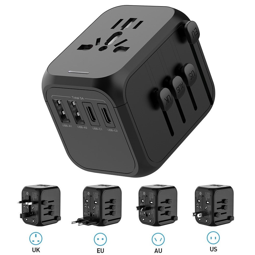 International Travel Adapter Charger Universal Plug For EU UK AU US Plug with USB USB-C Ports