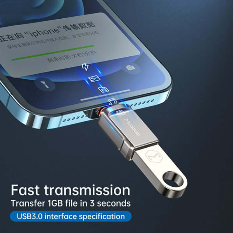 USB-A to iPhone Lightning Converter Adapter Support OTG