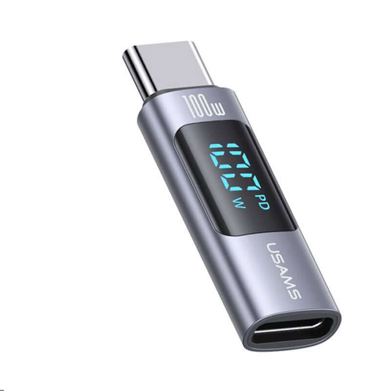 USB-C Female to USB-C Male 100W Max Converter Adapter with Digital Display