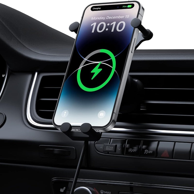 Gravity Car Mobile Phone Holder for Air Vent Outlet 15W Wireless charging