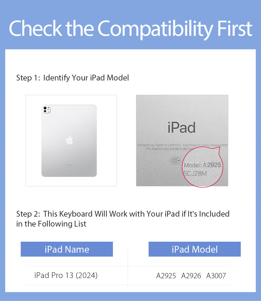 iPad Pro 13 2024 Bluetooth Keyboard with Foldable Stand Case