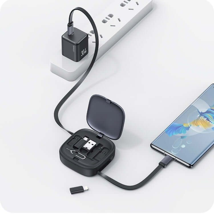 Multifunctional Fast Charge Data Cable Storage Case Set Micro USB Type-C iPhone