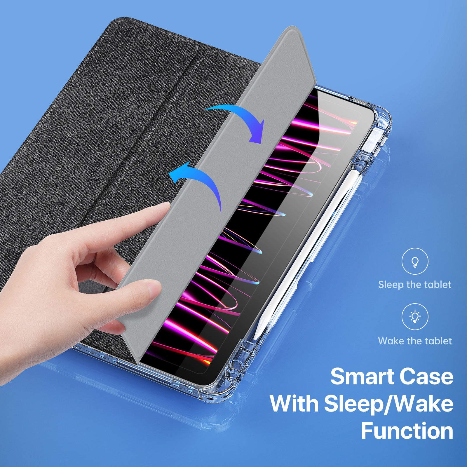 Case Cover for iPad Pro 11  2024  With Pencil Holder Auto Sleep Wake