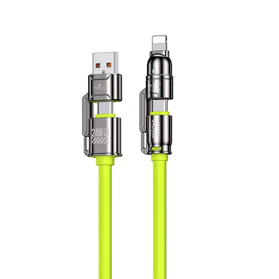 4-in-1 USB/ USB-C to USB-C/ Lightning Fast Charging Data Cable 1.2m