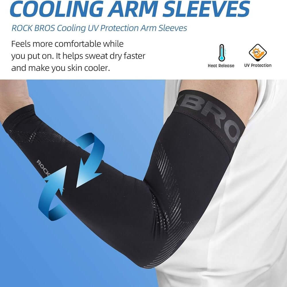 UV Protection Arm Sleeves Ice Fabric for Cycling Sport-1 Pair