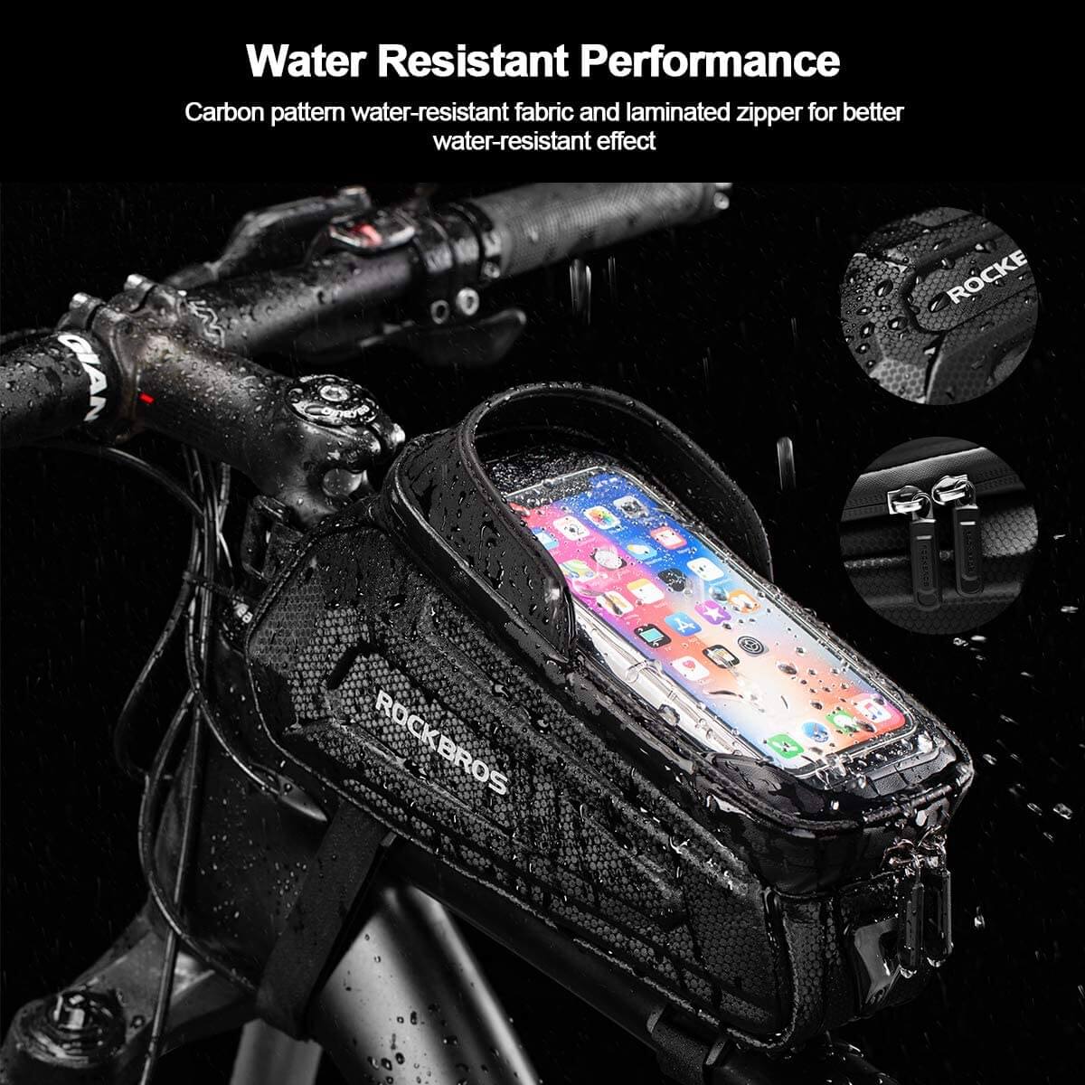 Waterproof Cycling  Bicycle Front Bag 1.7L Top Tube Mount for 6.8" below phones