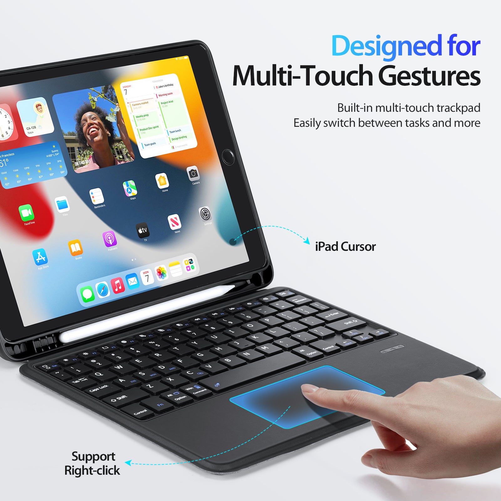 iPad 10.2 10.5 Air 3 Bluetooth Keyboard with Multi Stand Protective Case