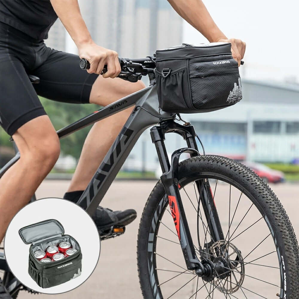 Bike Bicycle Front Handle Bar Handlebar Carrier Storage Bag For Drink Food 4L