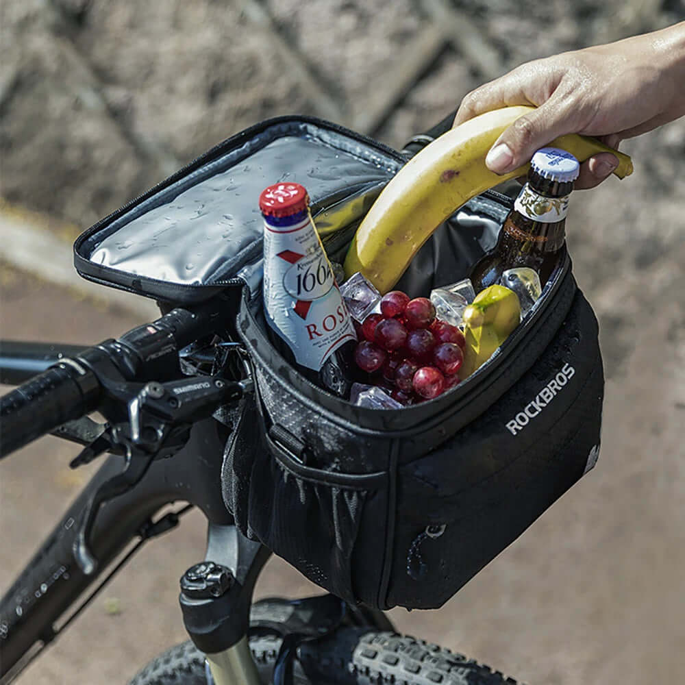 Bike Bicycle Front Handle Bar Handlebar Carrier Storage Bag For Drink Food 4L