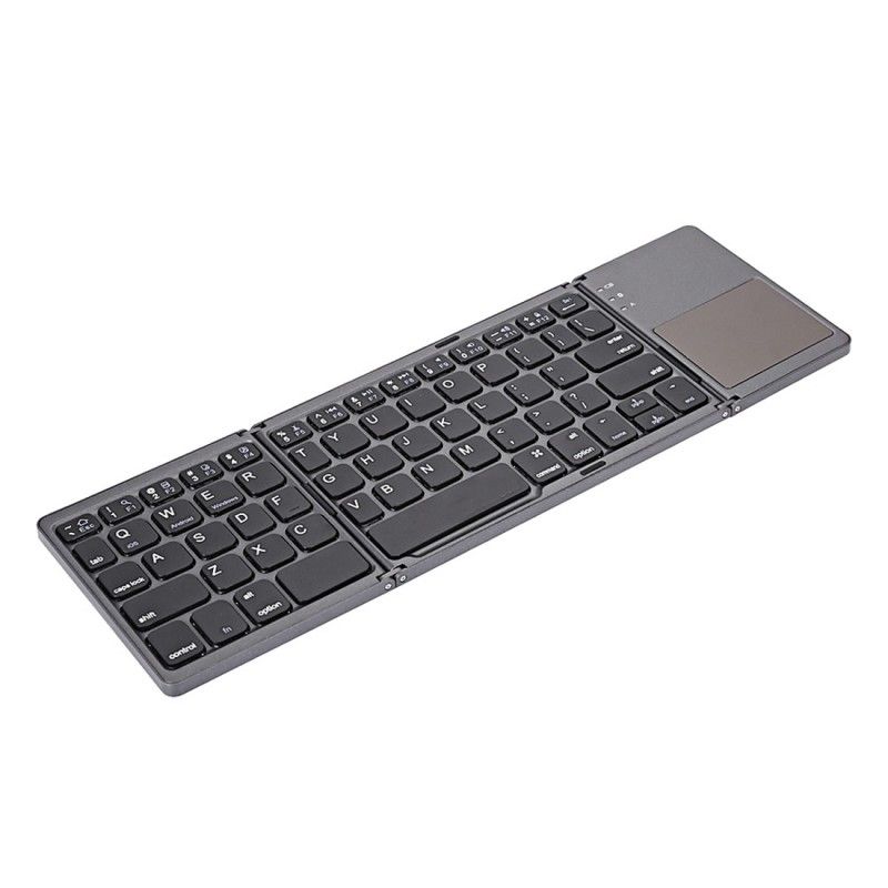Ultra Mini Bluetooth Three Layers Folding wireless Keyboard with Touchpad Grey