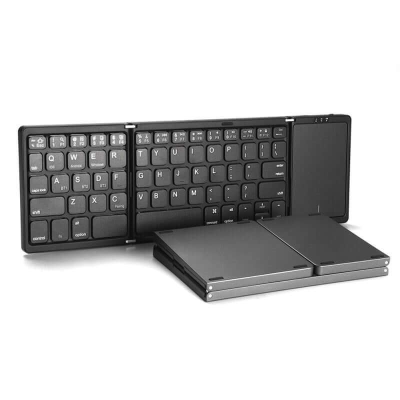 Tri-Folding Wireless Bluetooth Keyboard with Trackpad for IOS Android Windows