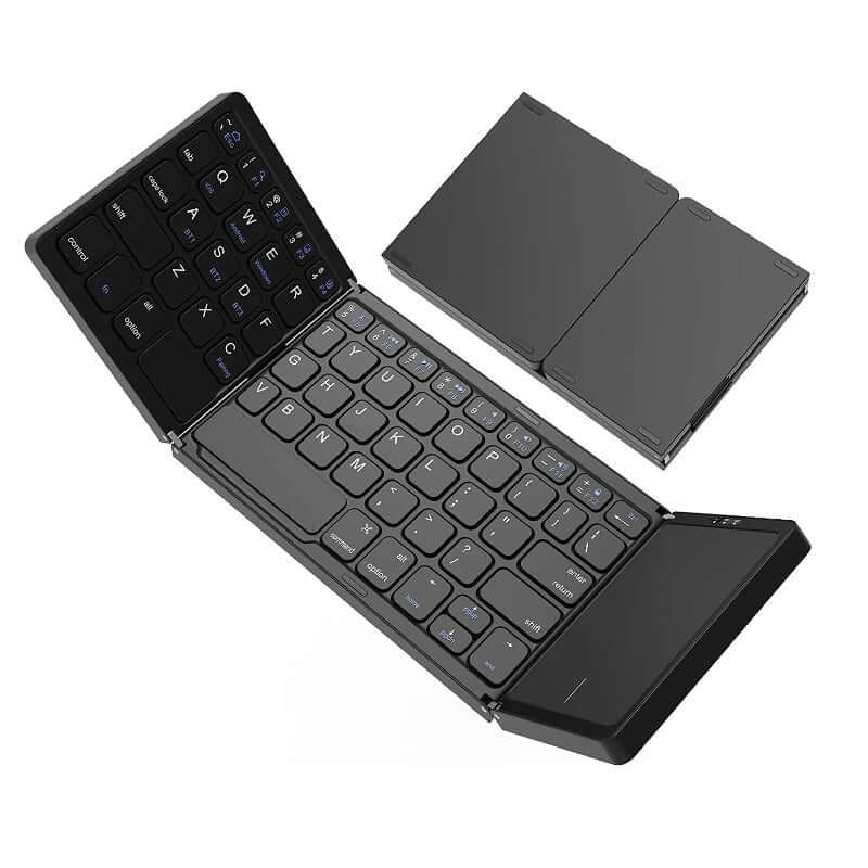 Tri-Folding Wireless Bluetooth Keyboard with Trackpad for IOS Android Windows