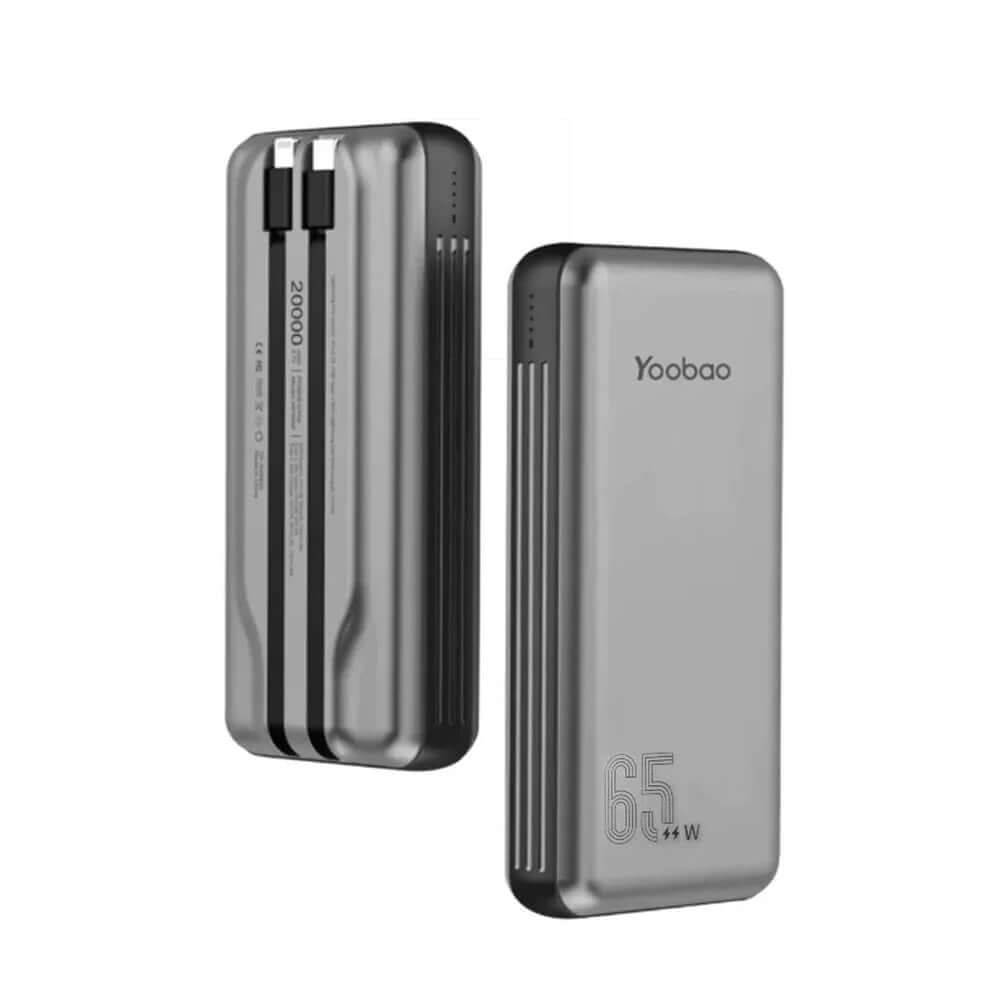 65W 20000mAh Portable Fast Charge Power Bank Built-in iPhone and Type-C Cable