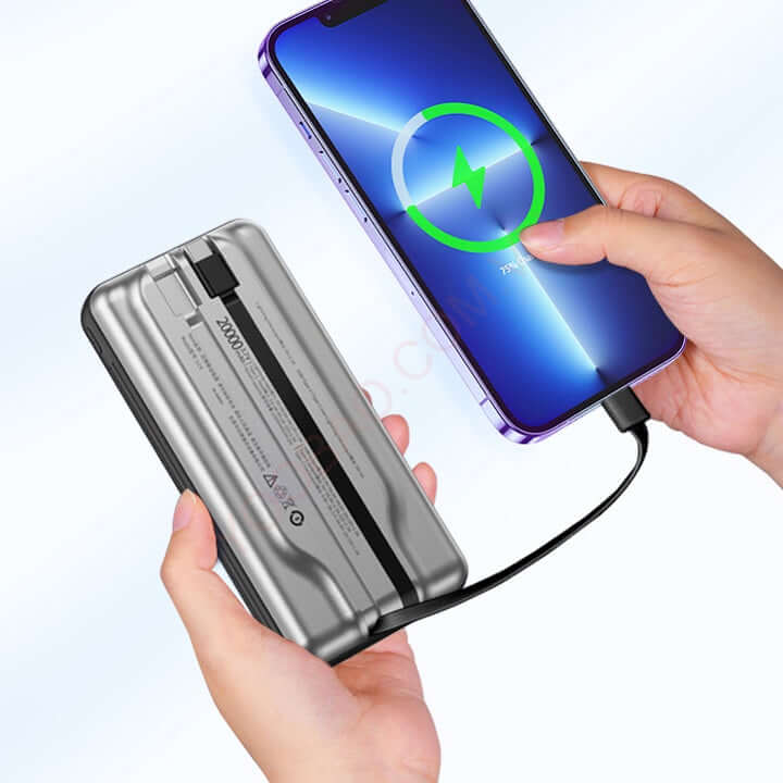 65W 20000mAh Portable Fast Charge Power Bank Built-in iPhone and Type-C Cable