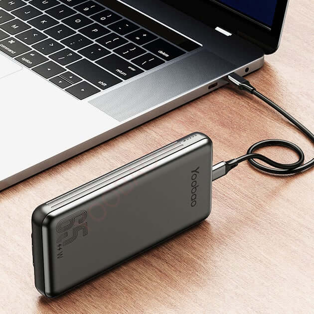 65W 20000mAh Portable Fast Charge Power Bank Built-in iPhone and Type-C Cable