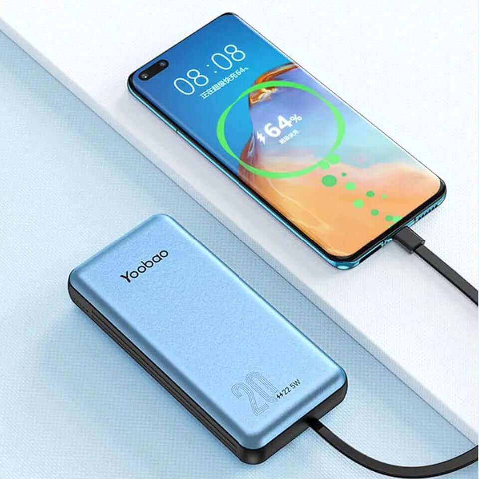 20000mAh Fast Charge Power Bank Build-in Dual Cables Lighting and Type-C