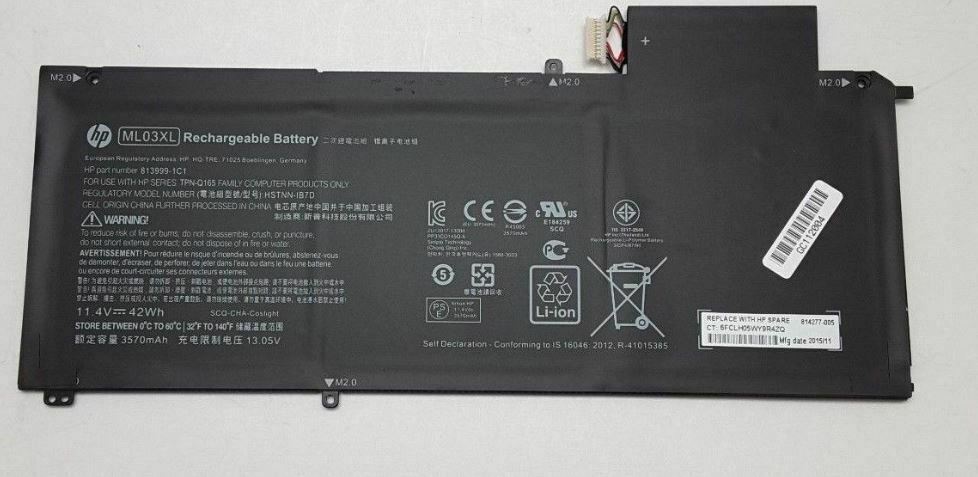 ML03XL Battery For HP Spectre x2 Detachable PC 12 HSTNN-IB7D 813999-1C1